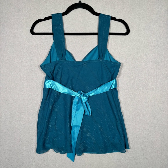 Ally B. Babydoll Sleeveless Tank Top Women's Small Turquoise Shimmer Flowy Y2k - Picture 8 of 9